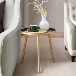 FURNOS Small Round Metal Side Coffee Table Gold - thumbnail 2