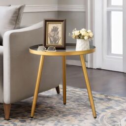 FURNOS Small Round Metal Side Coffee Table Gold - thumbnail 3