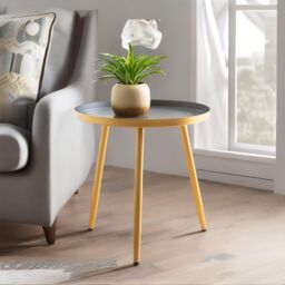 FURNOS Small Round Metal Side Coffee Table Gold - thumbnail 4