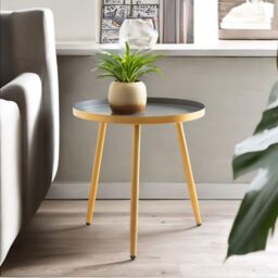FURNOS Small Round Metal Side Coffee Table Gold - thumbnail 5