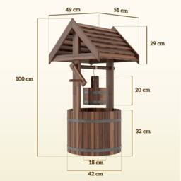 OUTSUNNY Wooden Wishing Well Planter, Flower Planter with Drainage Hole in Brown - thumbnail 3