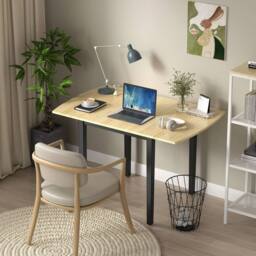NESTLUNE Black Wood Drop Leaf Folding Dining Table for Kitchen Home Use in Natural - Size: 100 cm x 100 cm - thumbnail 3