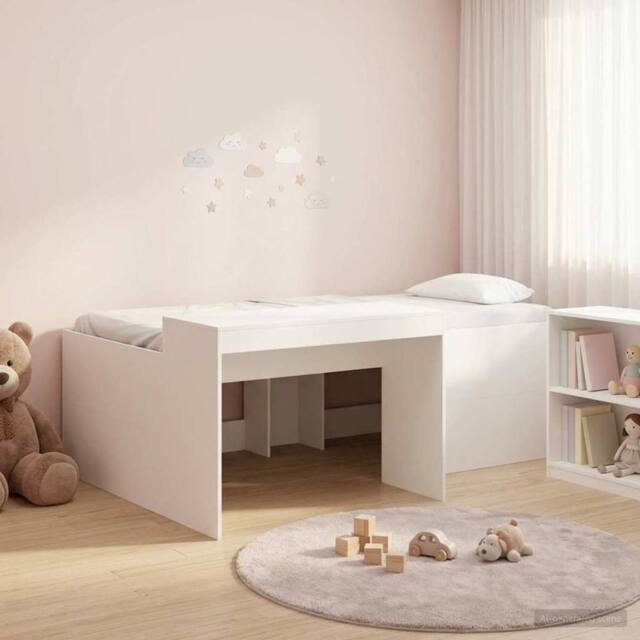 Berkfield Home Kids'High Bed Frame with Desk White 80 x 200 cm - image 1