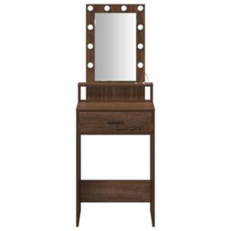 Berkfield Home Dressing Table with LED Lights¬†Brown Oak 50x41x140 cm in Brown - Size: 50 x 41 x 140 cm - thumbnail 5