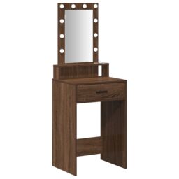 Berkfield Home Dressing Table with LED Lights¬†Brown Oak 50x41x140 cm in Brown - Size: 50 x 41 x 140 cm - thumbnail 2