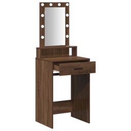 Berkfield Home Dressing Table with LED Lights¬†Brown Oak 50x41x140 cm in Brown - Size: 50 x 41 x 140 cm - thumbnail 4