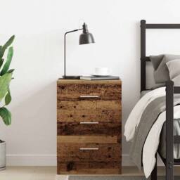 Berkfield Home Bedside Cabinet Old Wood 38x35x55 cm Engineered Wood in Brown - Size: 38 x 35 x 55 cm - thumbnail 4