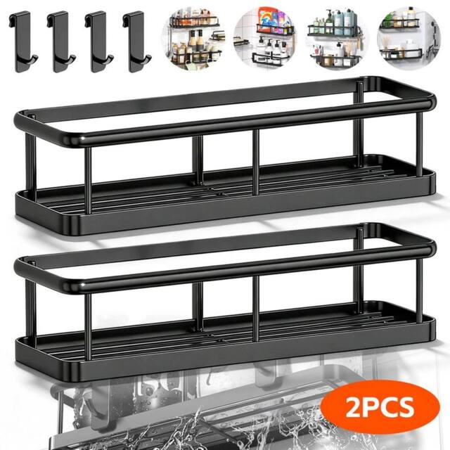 SPETLEK 2 Pack Shower Caddy No Drilling Stainless in Black - Size: 1000mm x 1000mm - image 1