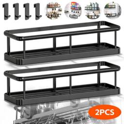 SPETLEK 2 Pack Shower Caddy No Drilling Stainless in Black - Size: 1000mm x 1000mm