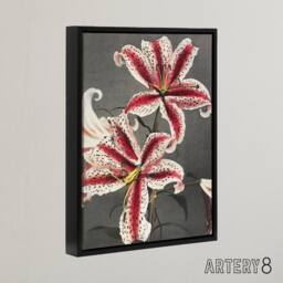 "Artery8 Pink Spotted Lily Flower Blooms Framed Canvas Wall Art Print Kazumasa - Size: W12"" x H16""" - thumbnail 2