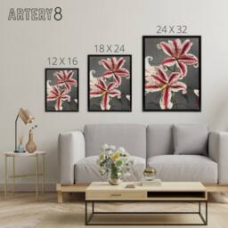 "Artery8 Pink Spotted Lily Flower Blooms Framed Canvas Wall Art Print Kazumasa - Size: W12"" x H16""" - thumbnail 4
