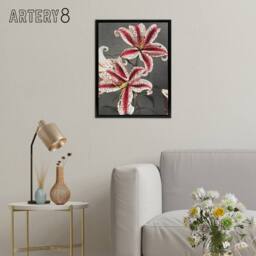 "Artery8 Pink Spotted Lily Flower Blooms Framed Canvas Wall Art Print Kazumasa - Size: W12"" x H16""" - thumbnail 3