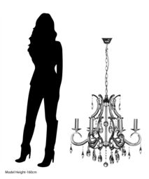 Orsina Elegant Chandelier, Crystal Detailing Ceiling Chandelier For Bedroom, Durable Chandelier For Livingroom in Silver - thumbnail 3