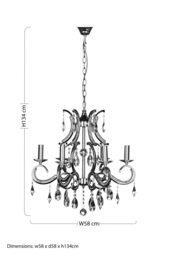Orsina Elegant Chandelier, Crystal Detailing Ceiling Chandelier For Bedroom, Durable Chandelier For Livingroom in Silver - thumbnail 2
