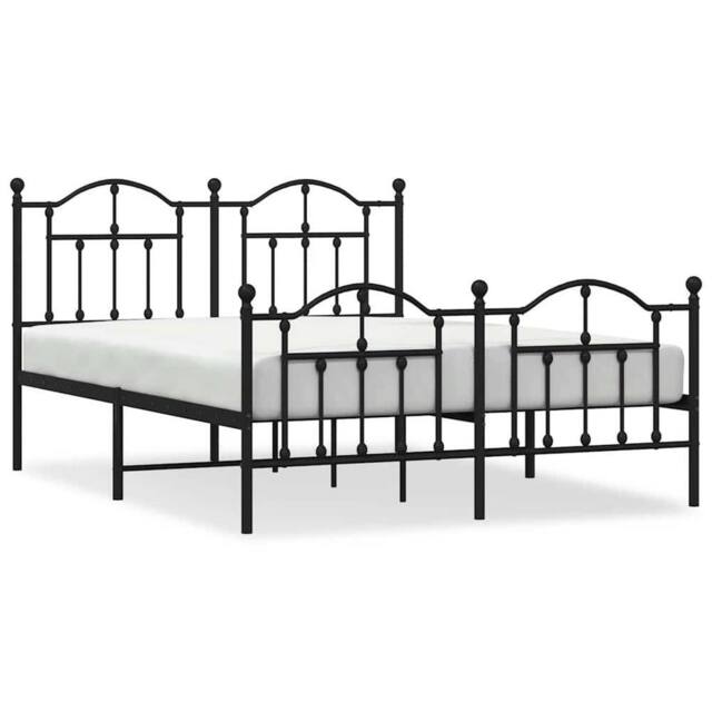 Berkfield Home Metal Bed Frame with Headboard & Footboard Black 140x200 cm - image 1