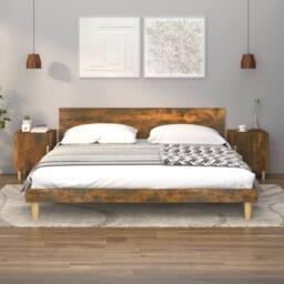 Berkfield Home Elegant Bedside Cabinets 2 pcs Smoked Oak Engineered Wood in Brown - thumbnail 2