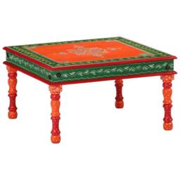 Berkfield Home Beautiful Coffee Table Orange Hand Painted Solid Wood Mango - thumbnail 2