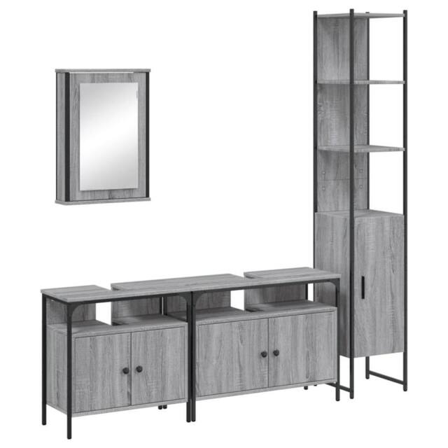 Berkfield Home 4 Piece Bathroom Furniture Set Grey Sonoma Engineered Wood - image 1