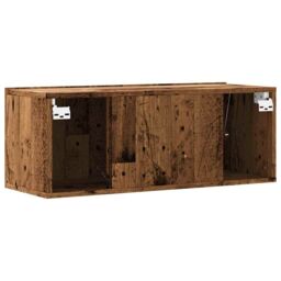 Berkfield Home Wall Mounted TV Cabinet Old Wood 80x30x30 cm Engineered Wood in Brown - Size: 80 x 30 x 30 cm - thumbnail 6