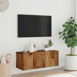 Berkfield Home Wall Mounted TV Cabinet Old Wood 80x30x30 cm Engineered Wood in Brown - Size: 80 x 30 x 30 cm - thumbnail 3