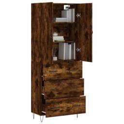 Berkfield Home Highboard Smoked Oak 69.5x34x180 cm Engineered Wood in Brown - thumbnail 3