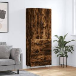 Berkfield Home Highboard Smoked Oak 69.5x34x180 cm Engineered Wood in Brown - thumbnail 1