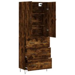 Berkfield Home Highboard Smoked Oak 69.5x34x180 cm Engineered Wood in Brown - thumbnail 4