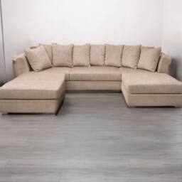 Stratus Interiors Easton Large U Shaped Sofa Soft Velvet Fabric in Tan - thumbnail 2