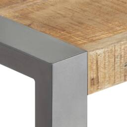 Berkfield Home Dining Table 70x70x75 cm Solid Rough Mango Wood in Grey - Size: 70 x 70 x 75 cm - thumbnail 3