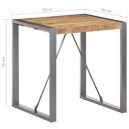 Berkfield Home Dining Table 70x70x75 cm Solid Rough Mango Wood in Grey - Size: 70 x 70 x 75 cm - thumbnail 5