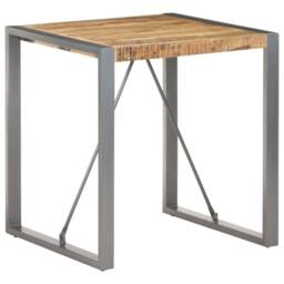 Berkfield Home Dining Table 70x70x75 cm Solid Rough Mango Wood in Grey - Size: 70 x 70 x 75 cm - thumbnail 6
