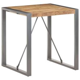 Berkfield Home Dining Table 70x70x75 cm Solid Rough Mango Wood in Grey - Size: 70 x 70 x 75 cm