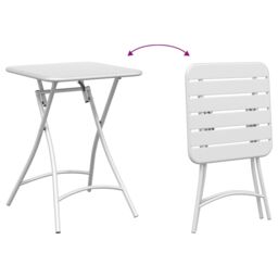 Berkfield Home Foldable Garden Table White 55x55x73 cm Steel - Size: 55 x 55 x 73 cm - thumbnail 9