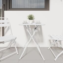 Berkfield Home Foldable Garden Table White 55x55x73 cm Steel - Size: 55 x 55 x 73 cm - thumbnail 3