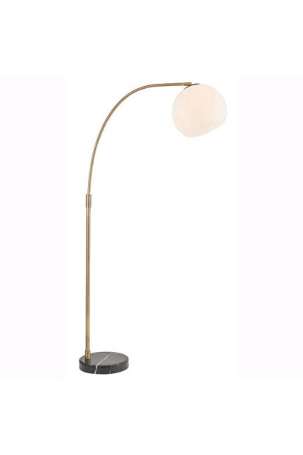 Netlighting Otto Complete Floor Lamp Matt Antique Brass Plate Opal Glass in Gold - image 1