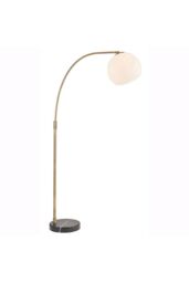 Netlighting Otto Complete Floor Lamp Matt Antique Brass Plate Opal Glass in Gold