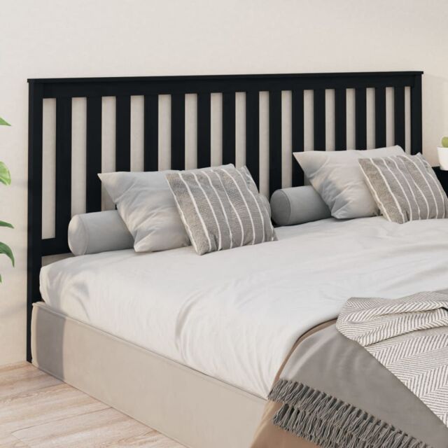Berkfield Home Bed Headboard Black 206x6x101 cm Solid Wood Pine - Size: 206 x 6 x 101 cm - image 1