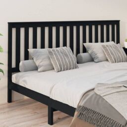 Berkfield Home Bed Headboard Black 206x6x101 cm Solid Wood Pine - Size: 206 x 6 x 101 cm - thumbnail 4