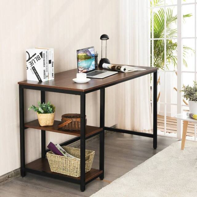 EONLION 120x60cm Computer Desk Industrial in Walnut - Size: 100 cm - image 1