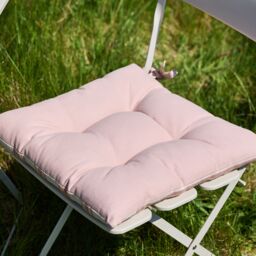 Dibor Set of 4 Cotton Stripe Indoor Outdoor Chair Sofa Seat Pads 40 x 40cm in Pink - Size: 40 cm x 40 cm - thumbnail 4