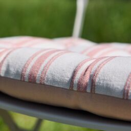 Dibor Set of 4 Cotton Stripe Indoor Outdoor Chair Sofa Seat Pads 40 x 40cm in Pink - Size: 40 cm x 40 cm - thumbnail 5