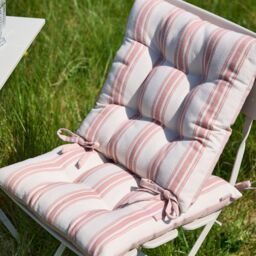 Dibor Set of 4 Cotton Stripe Indoor Outdoor Chair Sofa Seat Pads 40 x 40cm in Pink - Size: 40 cm x 40 cm - thumbnail 2
