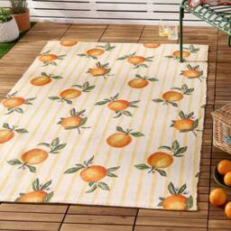 Furn Fruits Oranges Gingham Indoor/Outdoor Rug in Yellow - Size: 120 cm x 170 cm - thumbnail 1