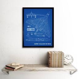 "Artery8 Avro Vulcan Strategic Bomber Aircraft Blue Plan 12x16"" Framed Art - Size: W12"" x H16""" - thumbnail 2