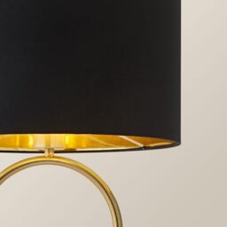 ValueLights Antonia Black & Gold Drum Shade Matte Black Oval Table Lamp & Bulb - thumbnail 4