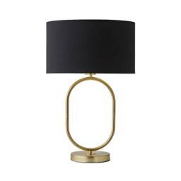 ValueLights Antonia Black & Gold Drum Shade Matte Black Oval Table Lamp & Bulb - thumbnail 6