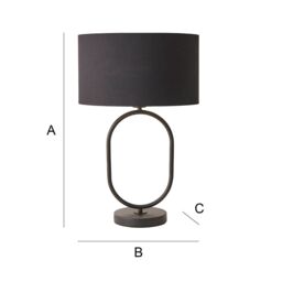 ValueLights Antonia Black & Gold Drum Shade Matte Black Oval Table Lamp & Bulb - thumbnail 7