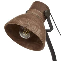 Wyld and Coco Dark Mango Wood Desk Lamp - Black Iron Base Adjustable Wooden Shade in Brown - thumbnail 5