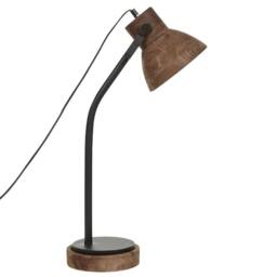 Wyld and Coco Dark Mango Wood Desk Lamp - Black Iron Base Adjustable Wooden Shade in Brown - thumbnail 4