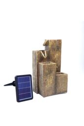 Living and Home 19in Solar Rockery Water Fountain - LED Lights Indoor/Outdoor Resin Fountain - Natural Faux wood Effect Garden Decor - thumbnail 4